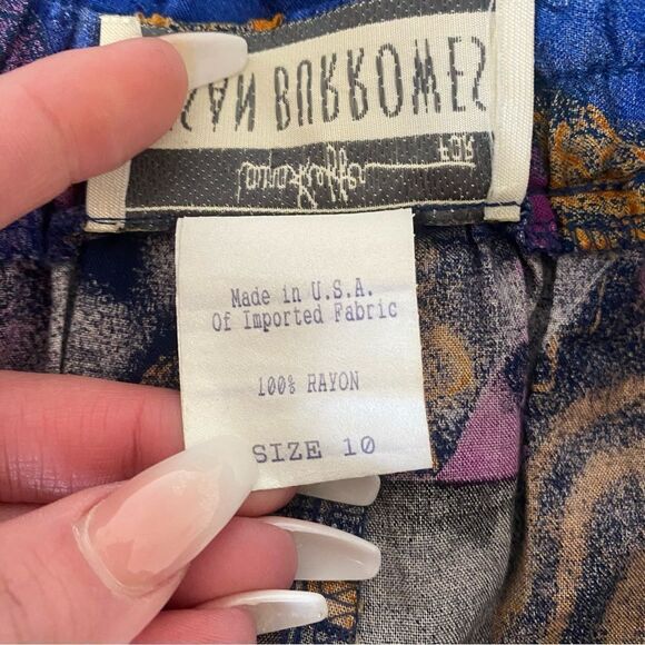 VINTAGE Susan Burrowes Abstract Flowy Maxi Skirt - Picture 7 of 9